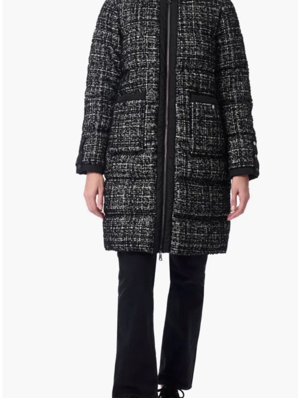Bernardo Mixed Media Puffer Coat with Removable Funnel Collar Size M NWT